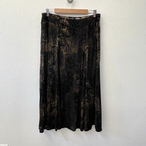 Vtg Jones NY Maxi Skirt Sz L Black Gold Floral Velvet Burnout Witchy Whimsigoth